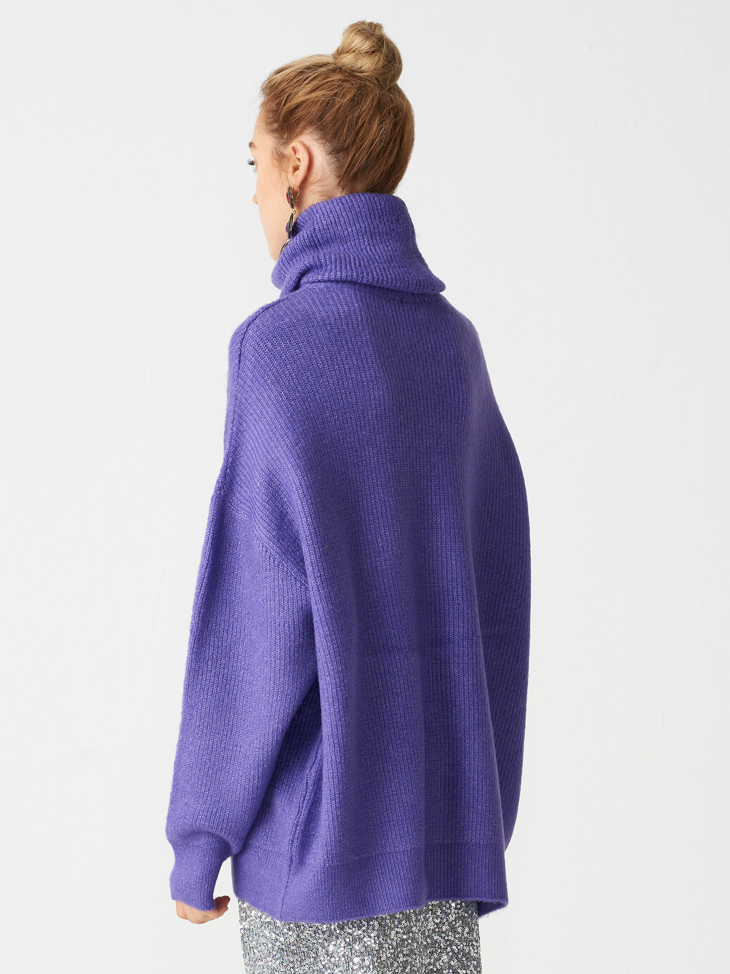 2268 Balıkçı Yaka Oversize Kazak-Mor | KAZAK | DILVIN
