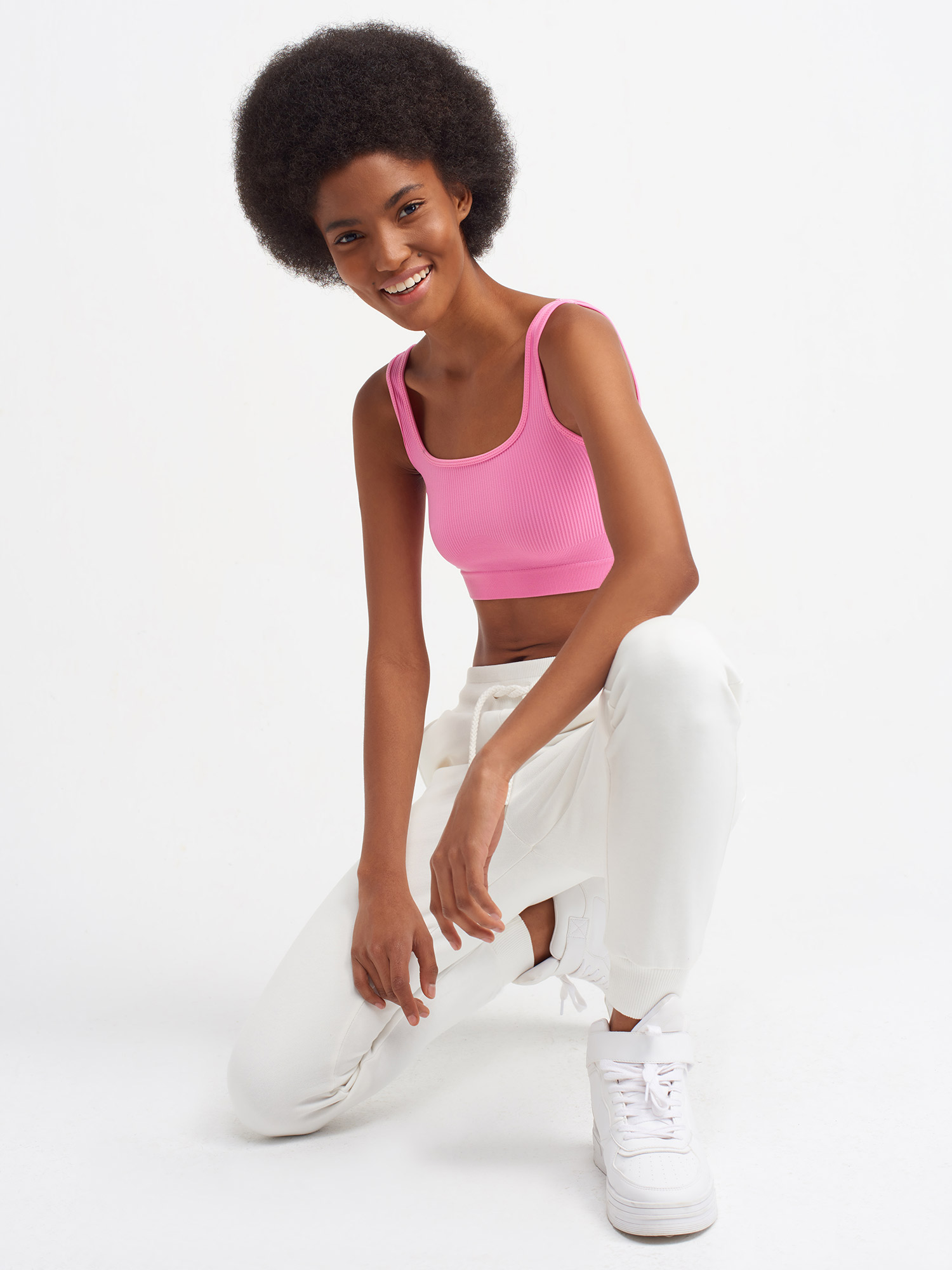 3540 Askılı Crop Top-Pembe | BLUZ | Dilvin