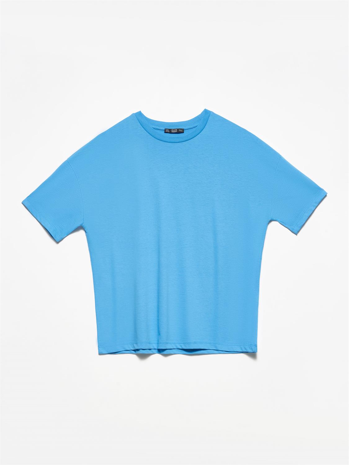 3683 Basic T-Shirt-Açık Saks