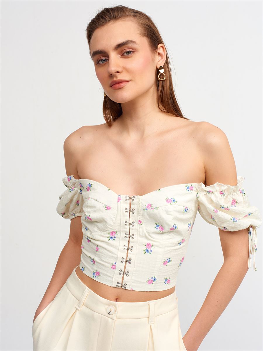 50133 Desenli Crop Top | BLUZ | Dilvin