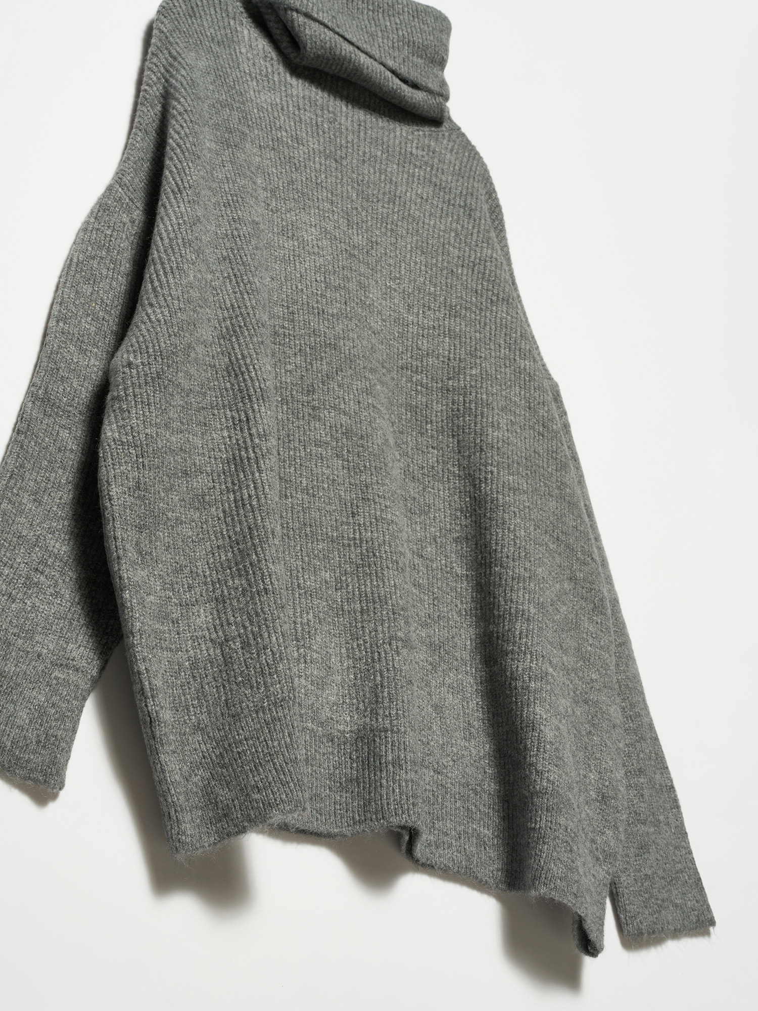 2268 Balıkçı Yaka Oversize Kazak-Orta Gri