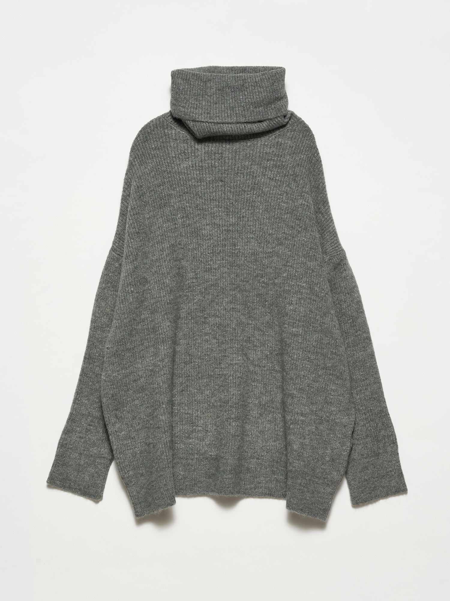 2268 Balıkçı Yaka Oversize Kazak-Orta Gri