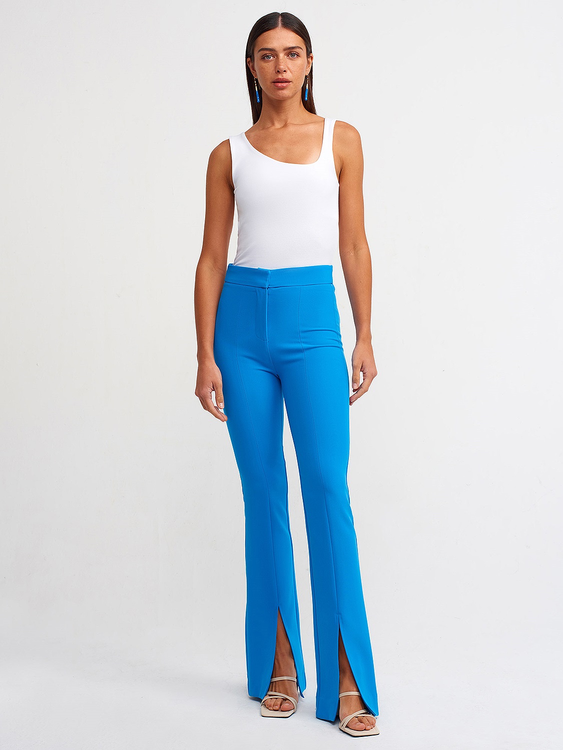 70318 Yırtmaç Detaylı Pantolon-Saks | PANTOLON | Dilvin