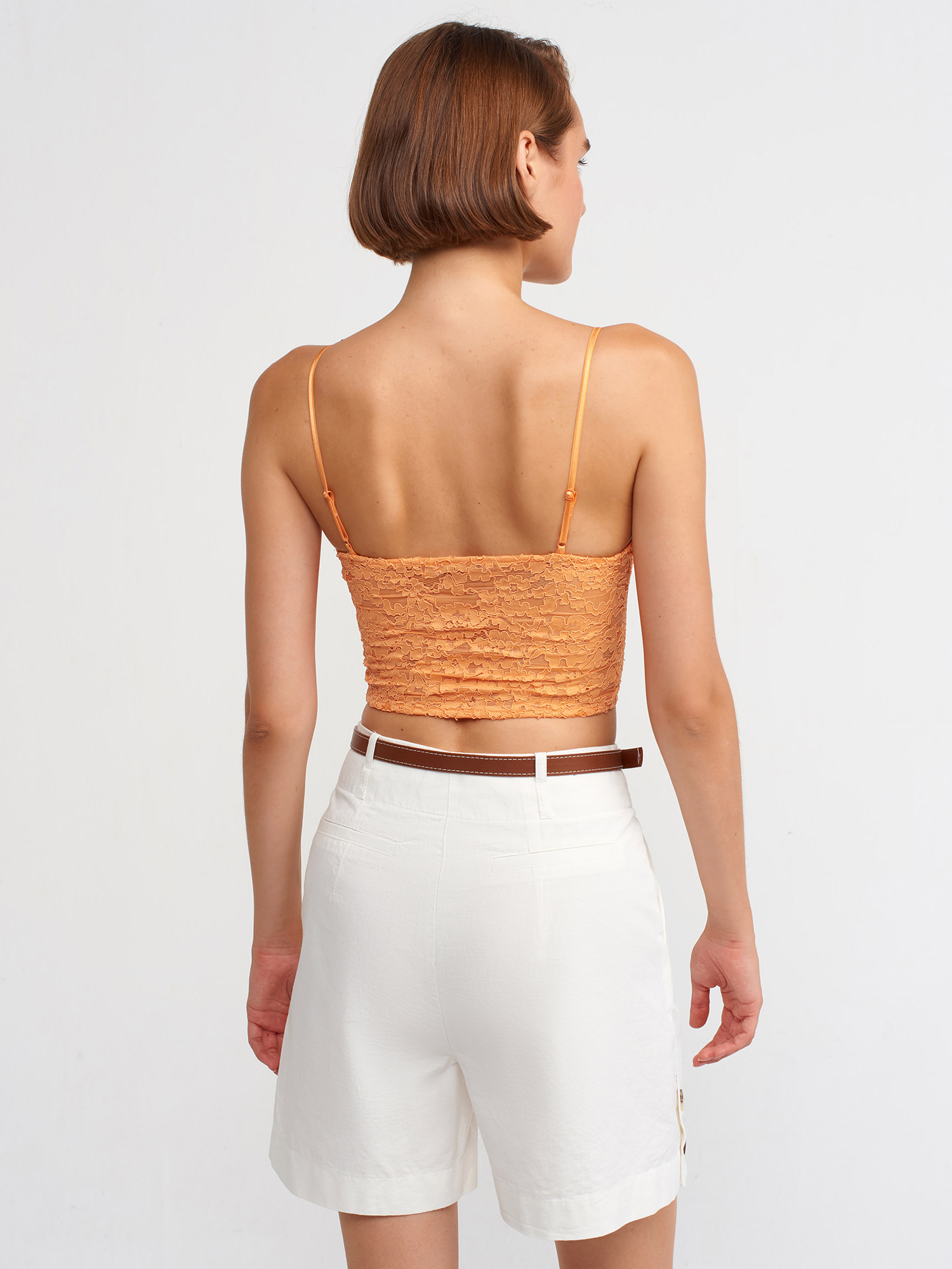20194 Dantelli Crop Top-Oranj | BÜSTİYER | Dilvin