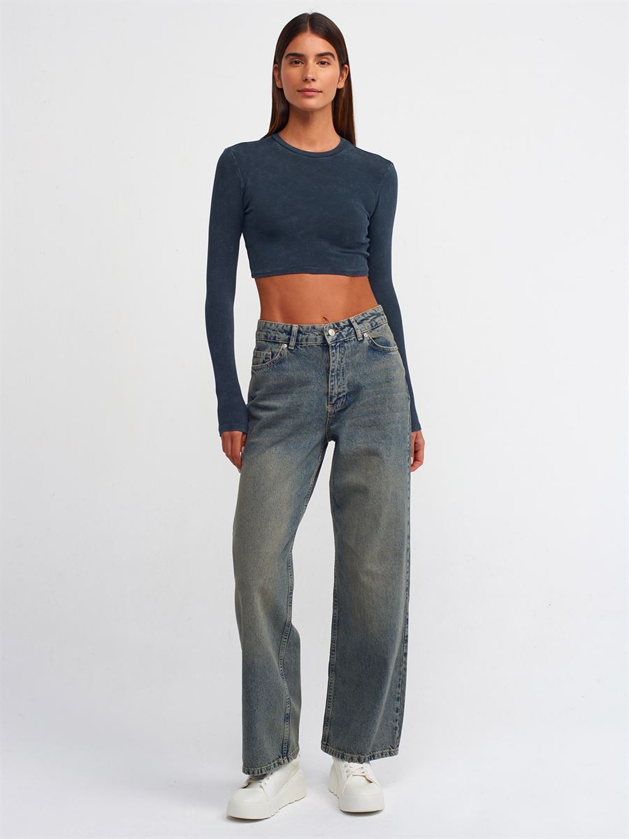 71404 Kahve Tintli Wideleg Denim Pantolon-Tint | JEAN PANTOLON