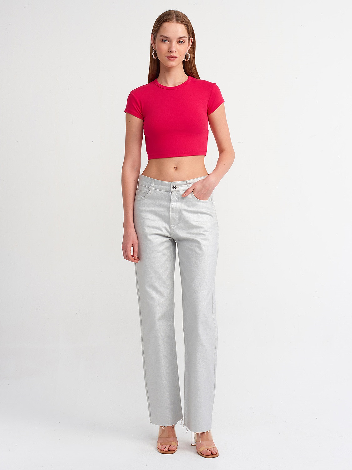 30936 Vücuda Oturan Crop Top-Fuşya | TİŞÖRT | Dilvin