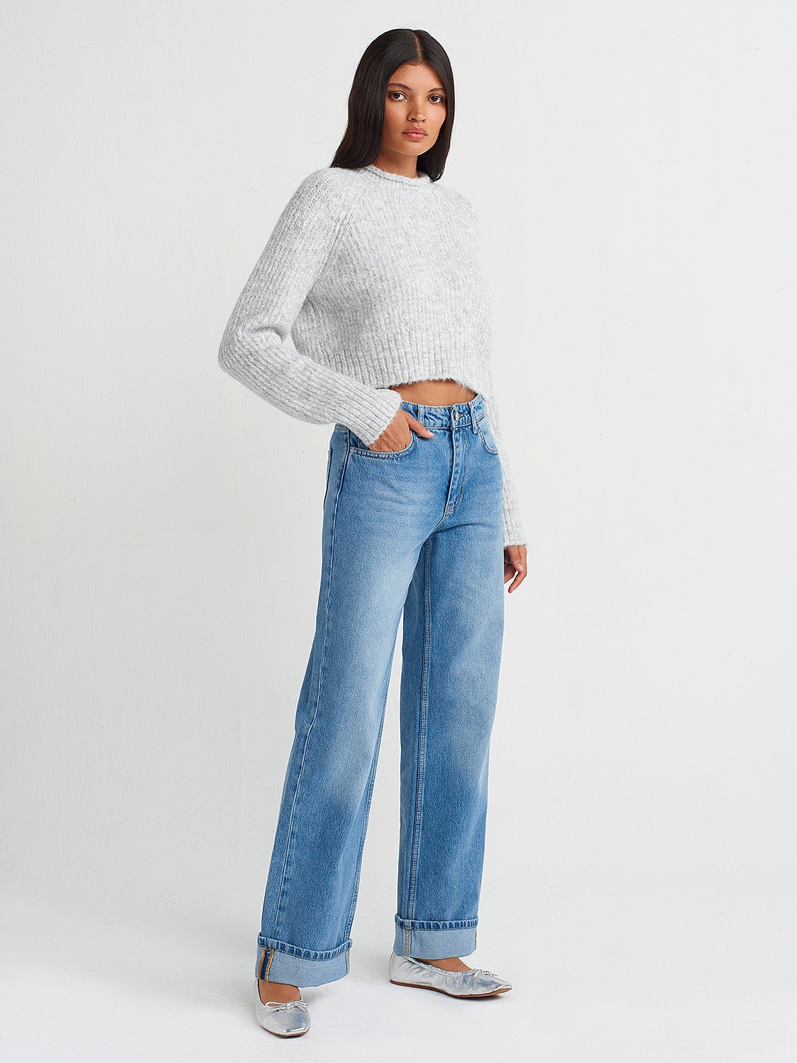 71714 Paçası Kıvrık Straight Denim Pantolon | JEAN PANTOLON | Dilvin