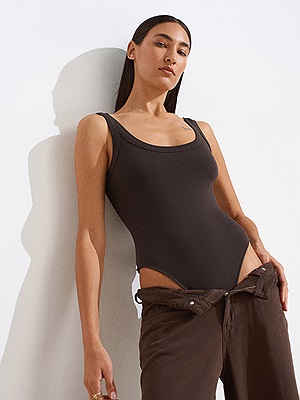 21053 Askılı Bodysuit-Açık Kahve | | Dilvin