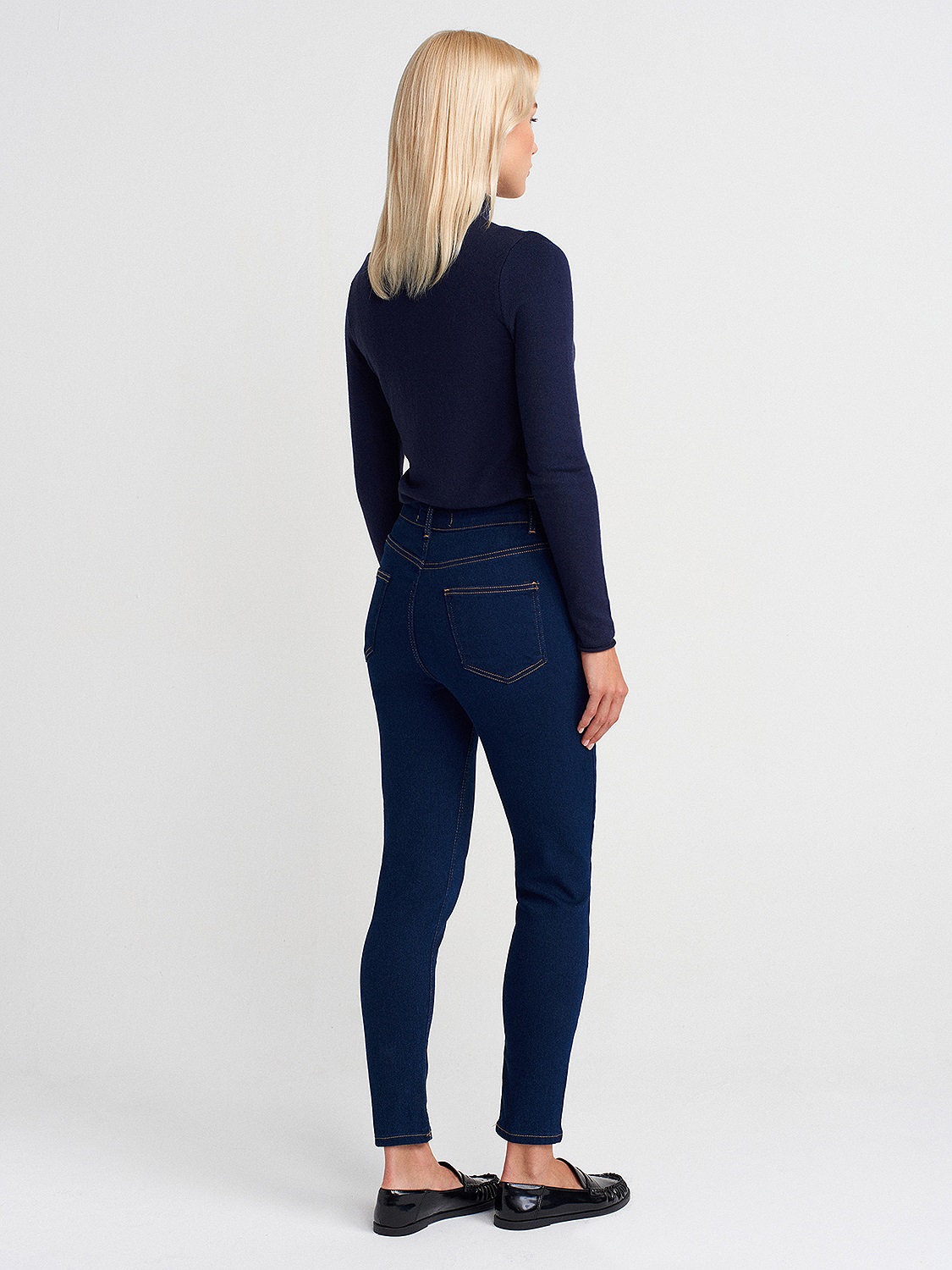 72042 Likralı Darpaça Denim Pantolon-Lacivert | JEAN PANTOLON | Dilvin