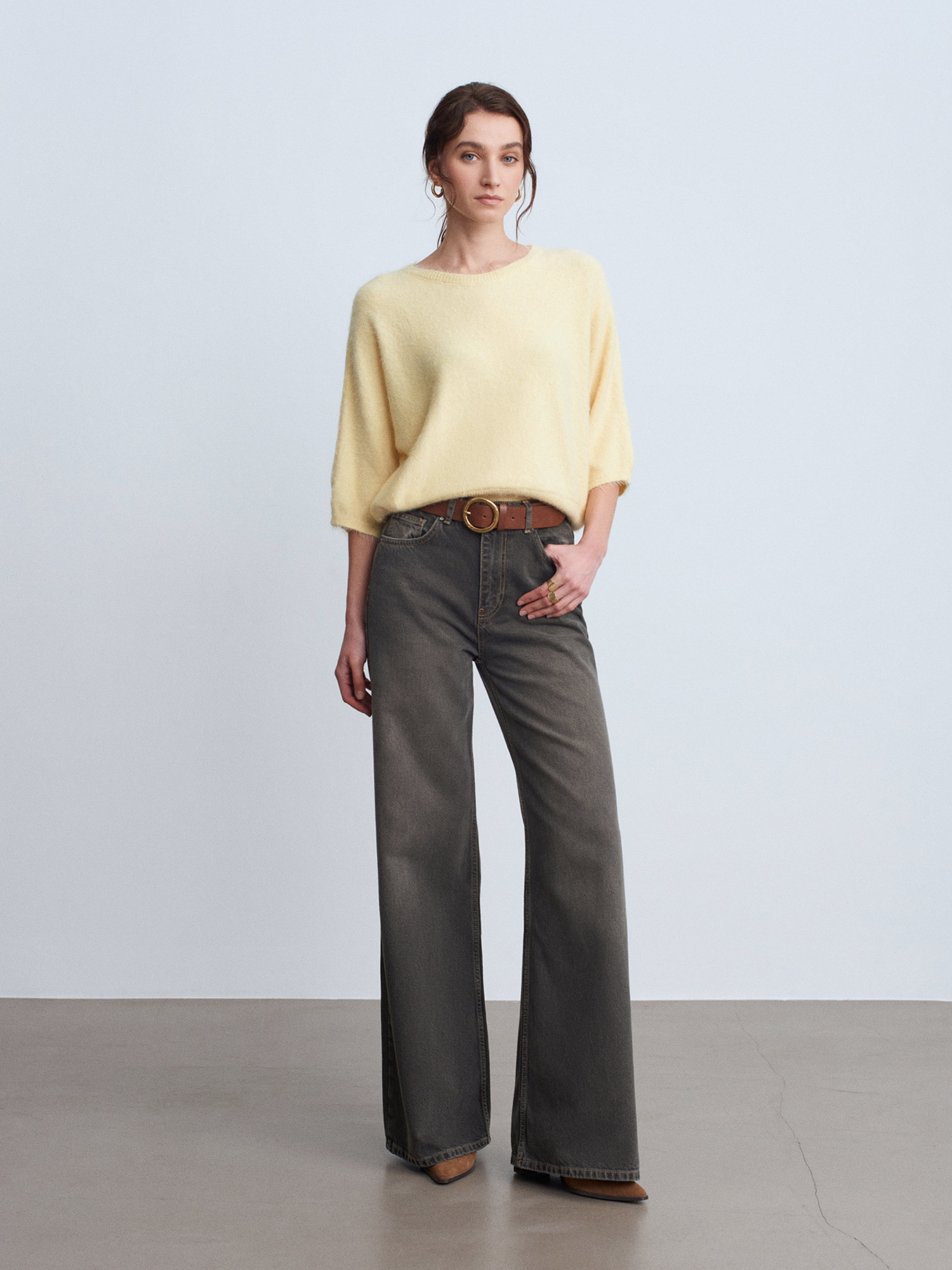72112 %100 Pamuk Wide Leg Jean-Kahve | JEAN PANTOLON | Dilvin