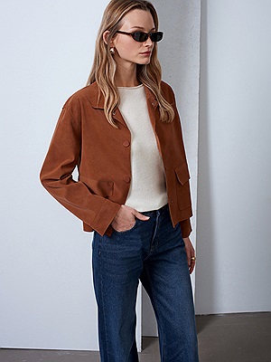 60782 Cep Detaylı Süet Ceket-Camel | CEKET | Dilvin