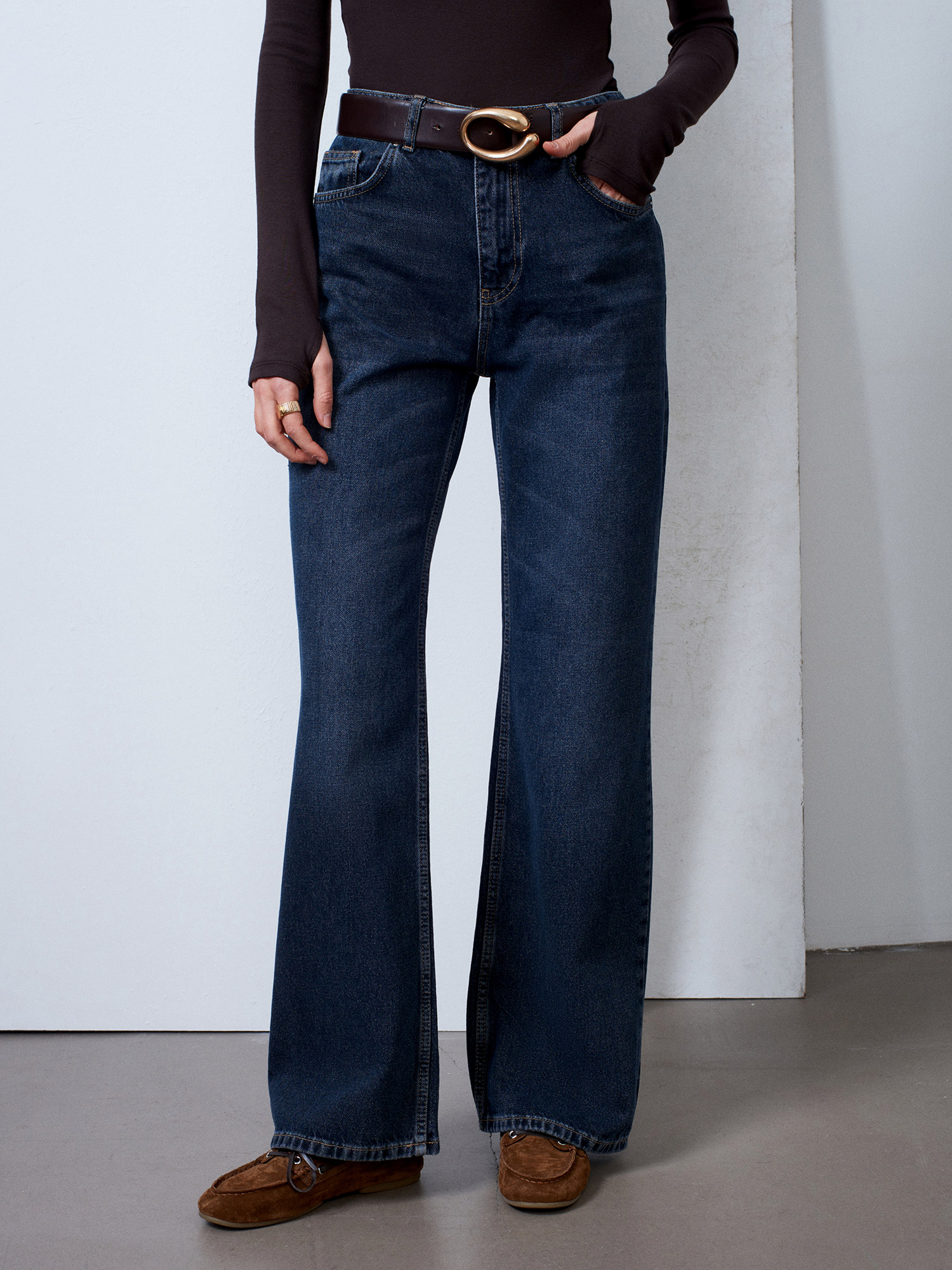 72123 %100 Pamuk Wide Leg Jean-Lacivert | JEAN PANTOLON | Dilvin