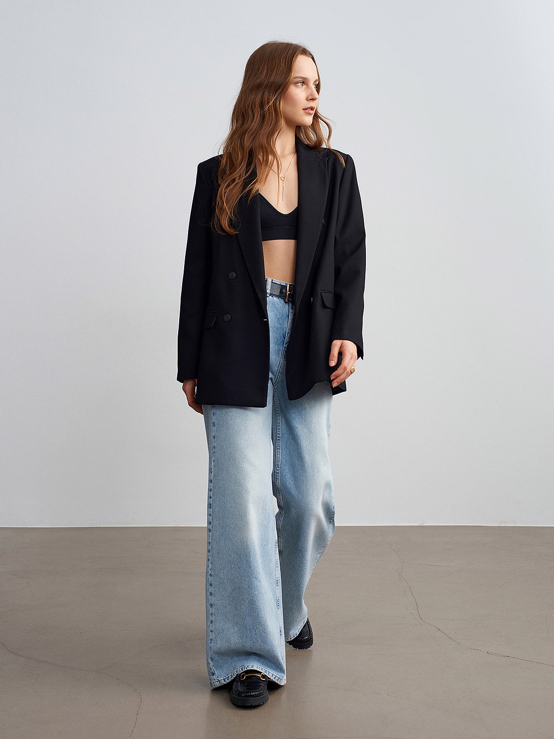 60789 Kruvaze Blazer Ceket-Siyah | CEKET | Dilvin