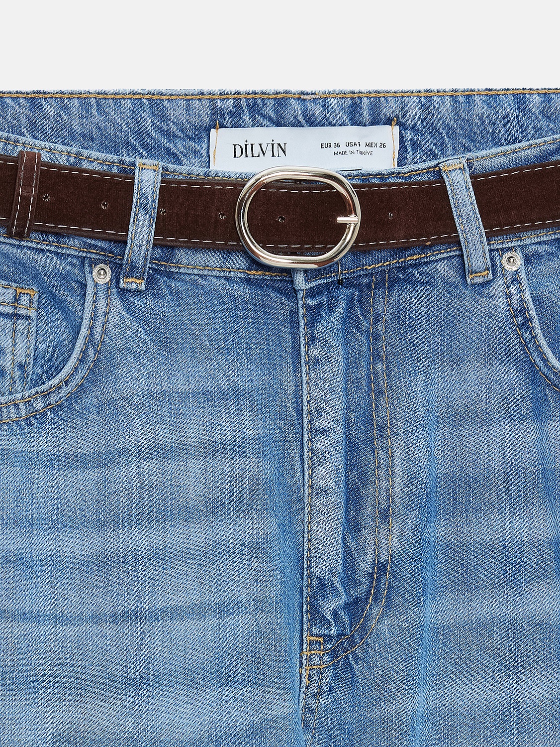 72298 Kemerli Geniş Paça Jean-Mavi | JEAN PANTOLON | Dilvin