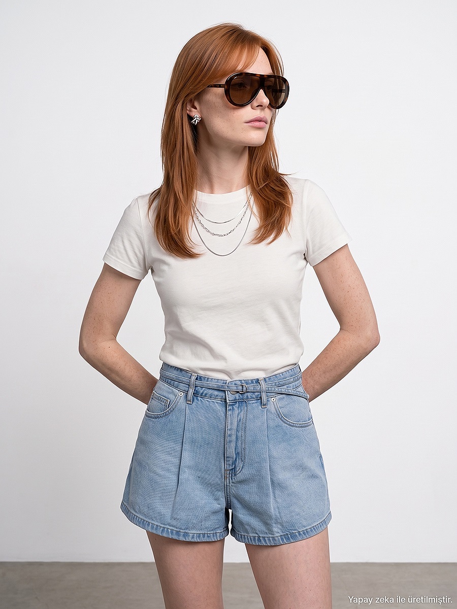 32852 Basic T-Shirt-Ekru