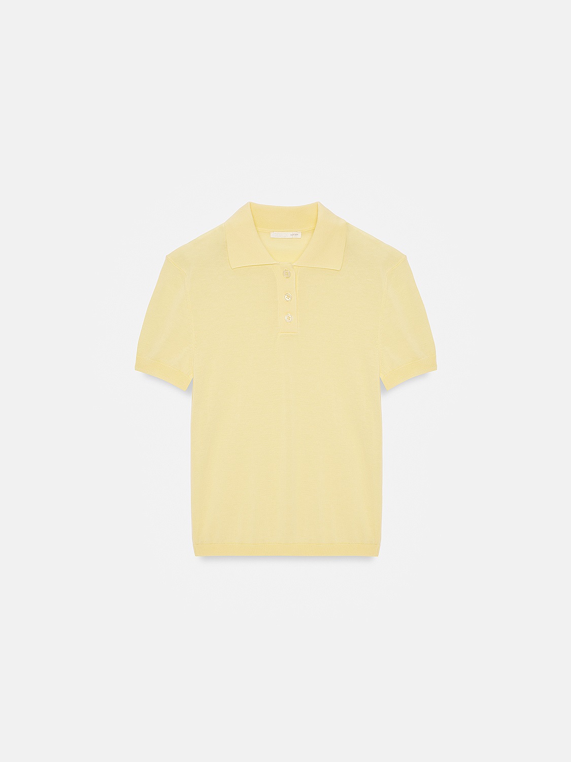 10871 Lyocell Polo Yaka İnce Triko-Açık Sarı | BLUZ | Dilvin