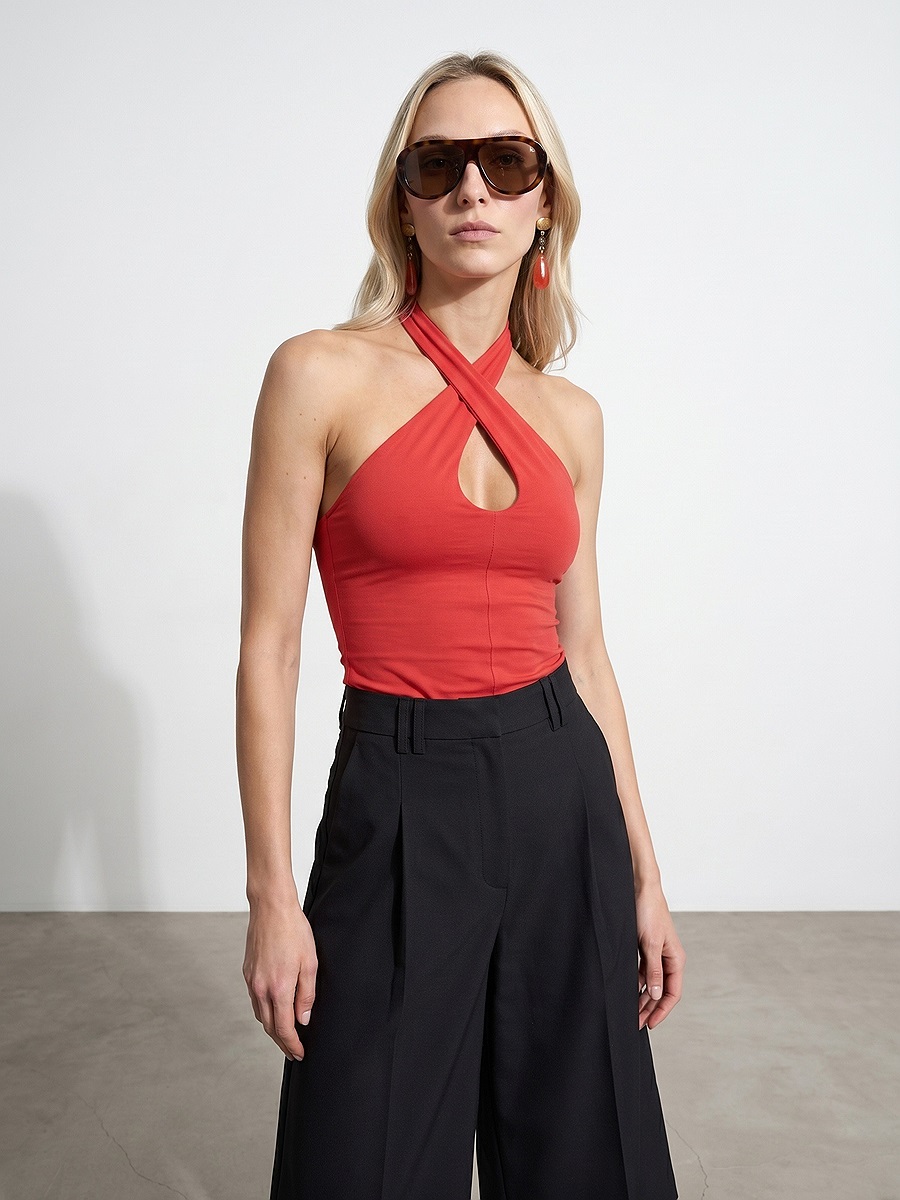 21267  Halter Top-Kırmızı
