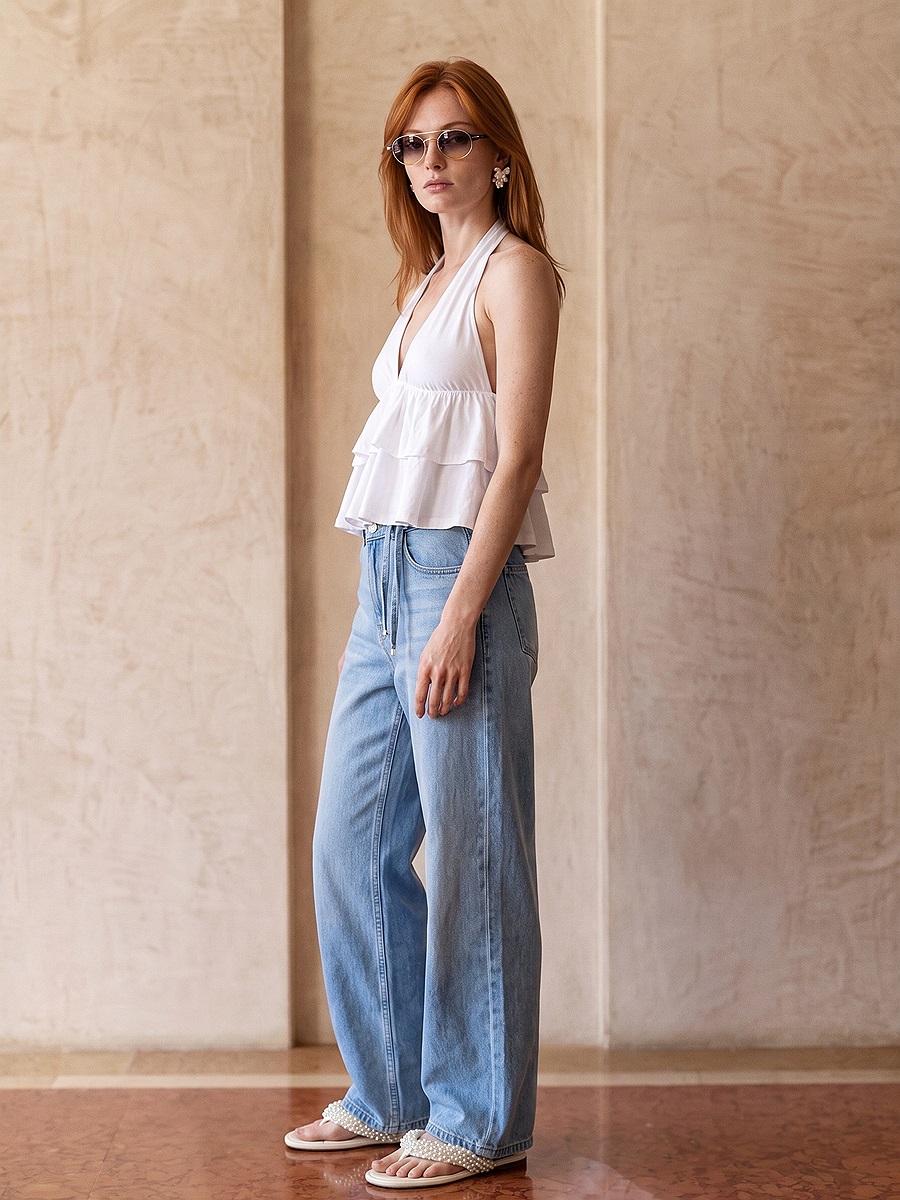 33017 Lyocell Halter Top-Beyaz
