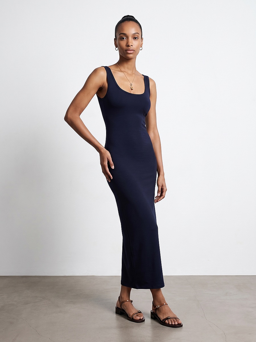 91733 Bra-Free Midi Elbise-K.Lacivert
