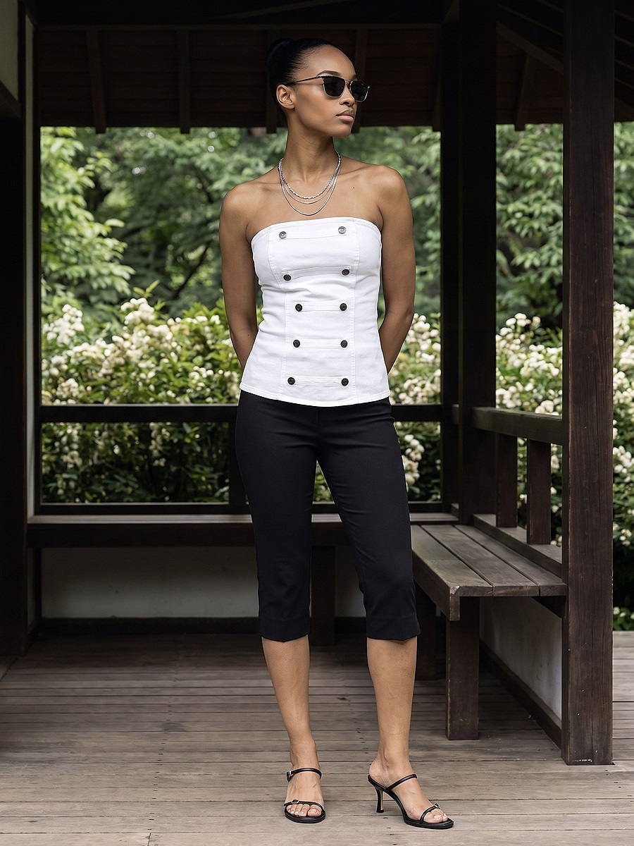 50760 Düğmeli Bandeau Büstiyer-Beyaz