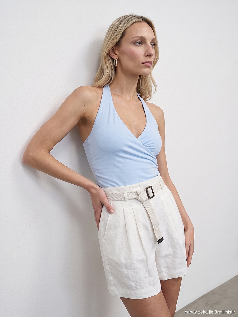 21268 Halter Top-Açık Mavi