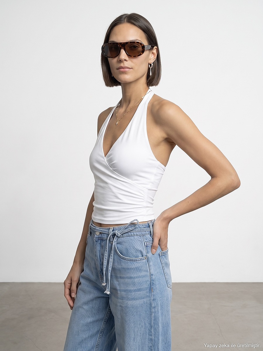 21268 Halter Top-Beyaz