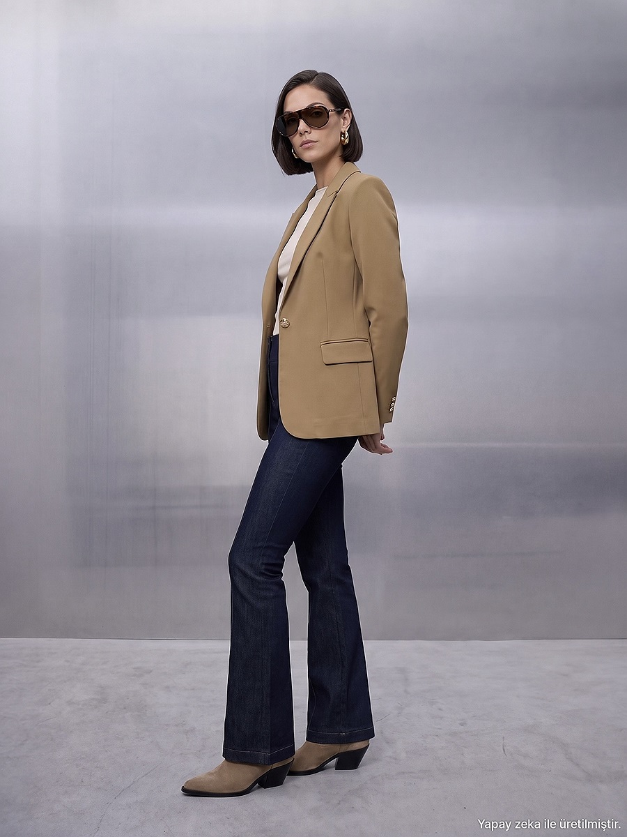 60816 Vücuda Oturan Blazer-Yağ Yeşil