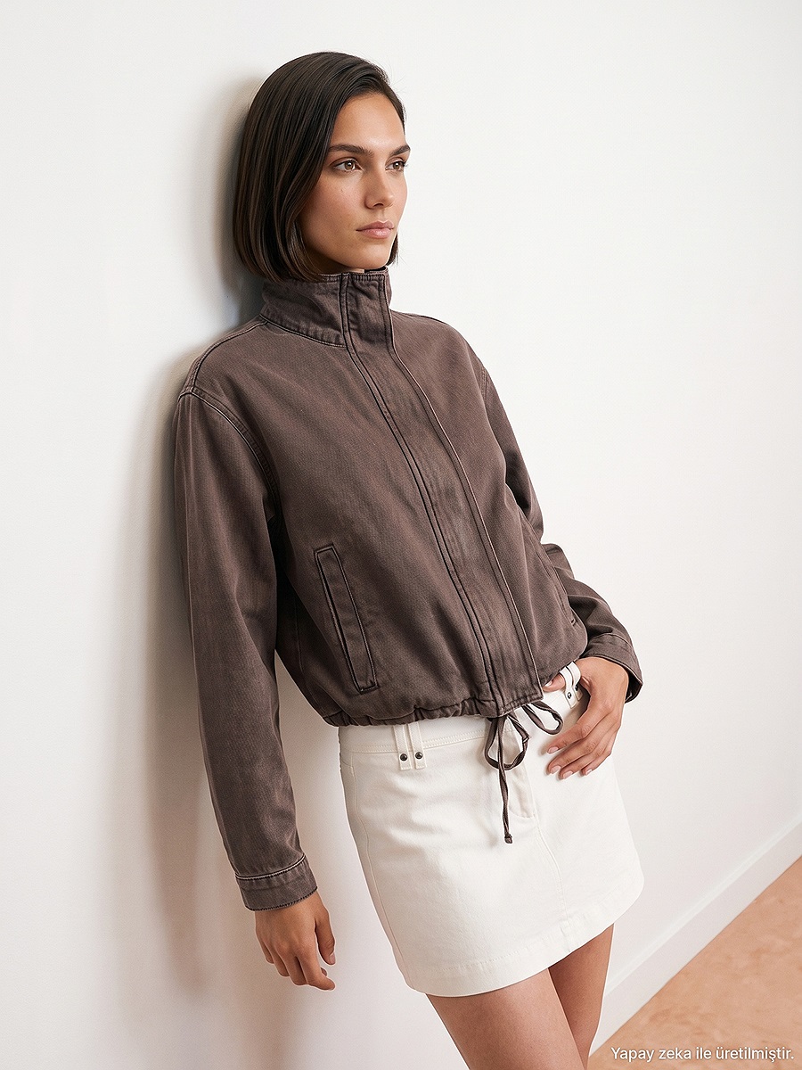 65391 %100 Pamuk Oversize Kot Ceket-Kahve