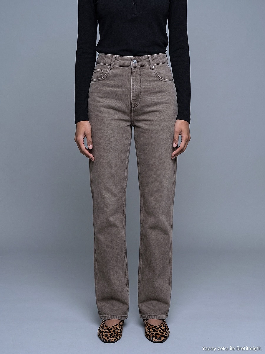 72354 %100 Lyocell Wide Leg Jean-Kahve