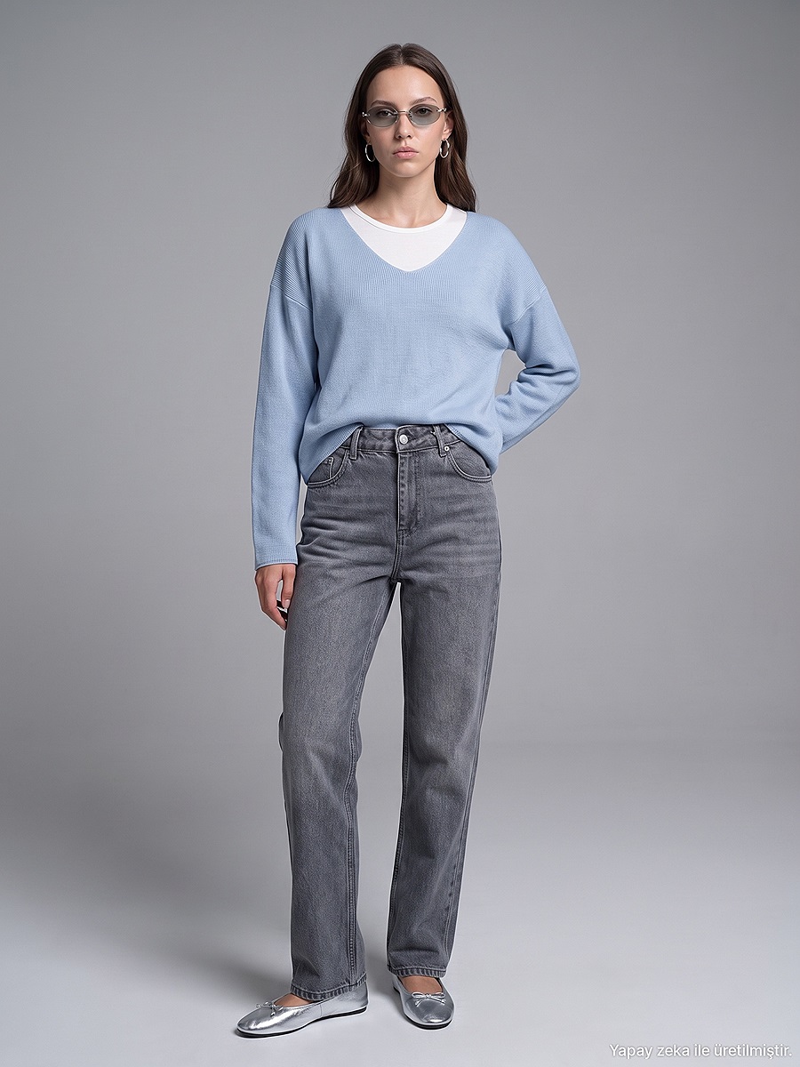 72356 %100 Lyocell Wide Leg Jean-Siyah