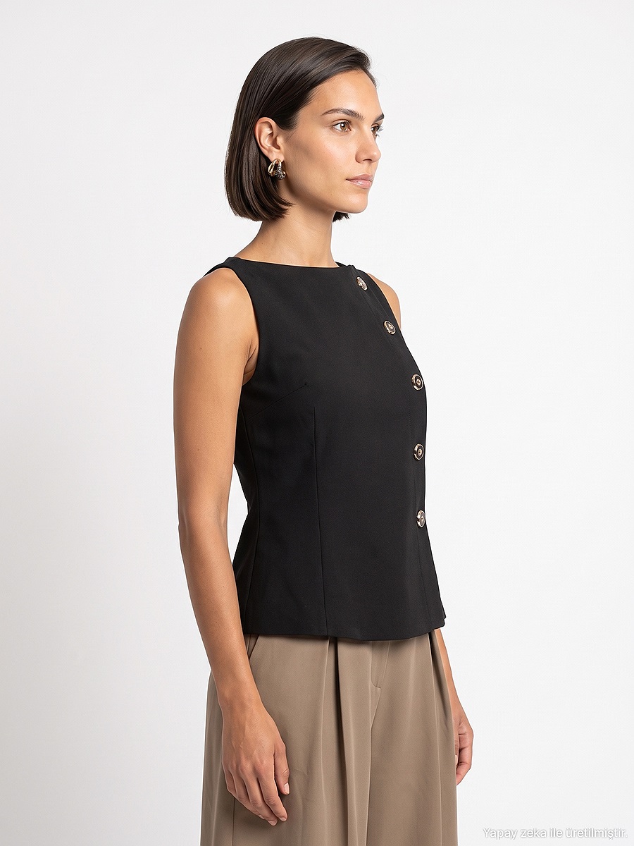 60628 Peplum Kesim Bisiklet Yaka Yelek