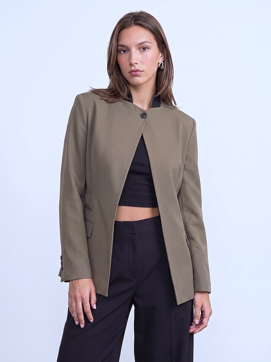 60827 Kontrast Yaka Blazer Ceket