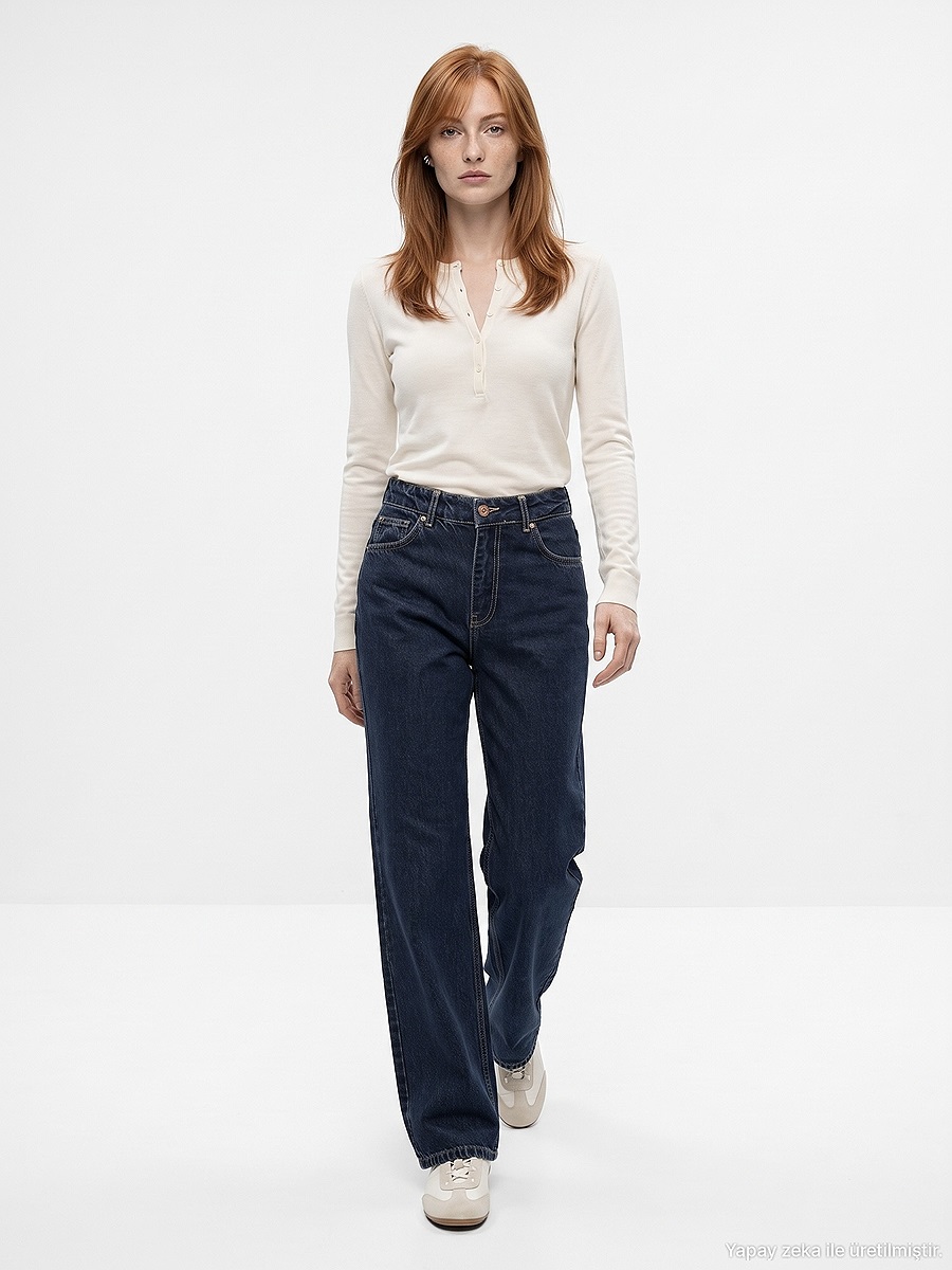 72369 %100 Pamuk Wide Leg Jean