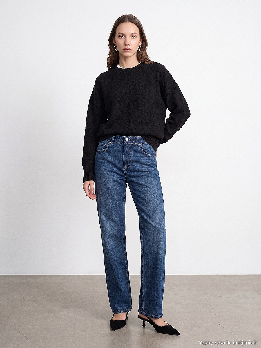 72362 %100 Pamuk Basic Wide Leg Jean