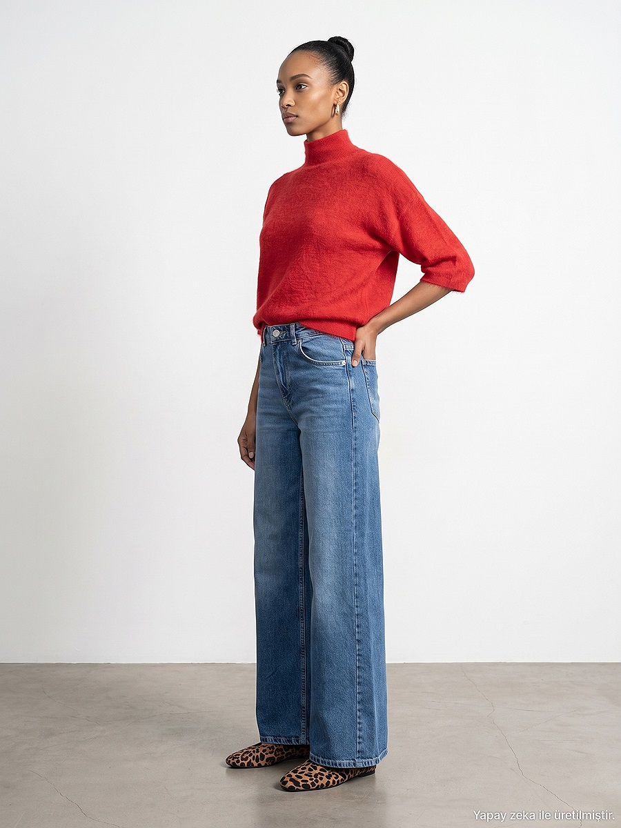 71430 Yanları Tokalı Kar Yıkama Denim Pantolon | JEAN PANTOLON