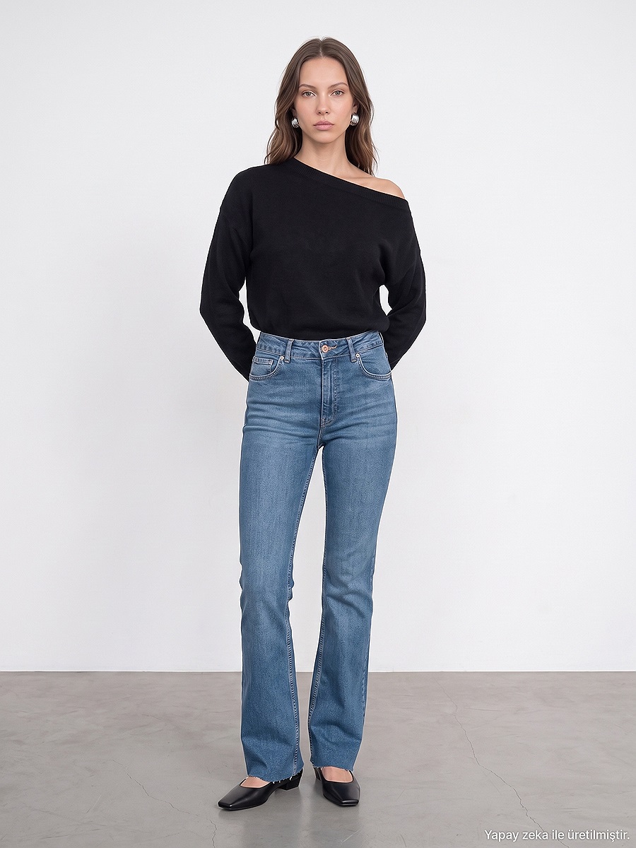72376 Likralı Flare Jean