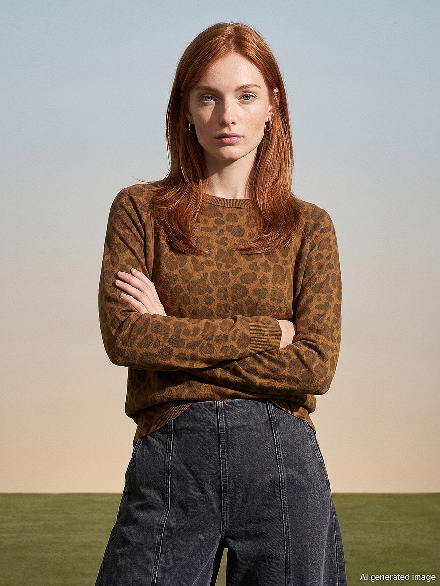 10666 Leopar Desenli Triko Kazak