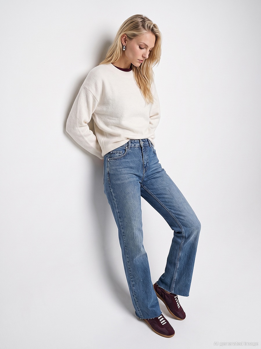 72380 %100 Pamuk Flare Jean