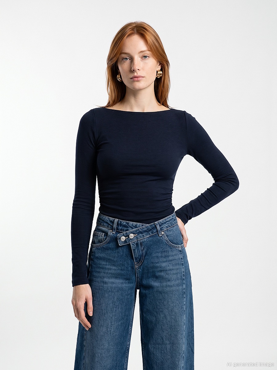 33270 Sıcak Tutan Kayık Yaka Bra-Free Top