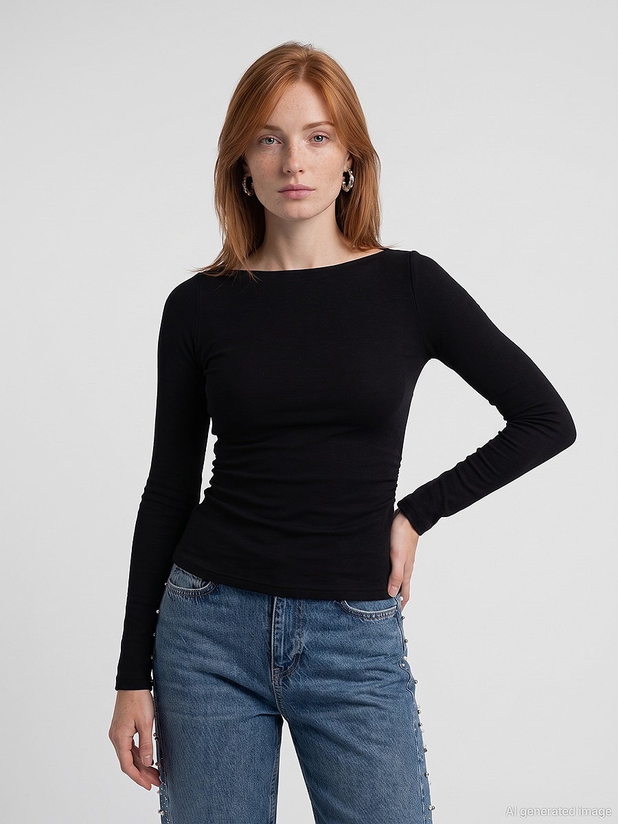 33270 Sıcak Tutan Kayık Yaka Bra-Free Top