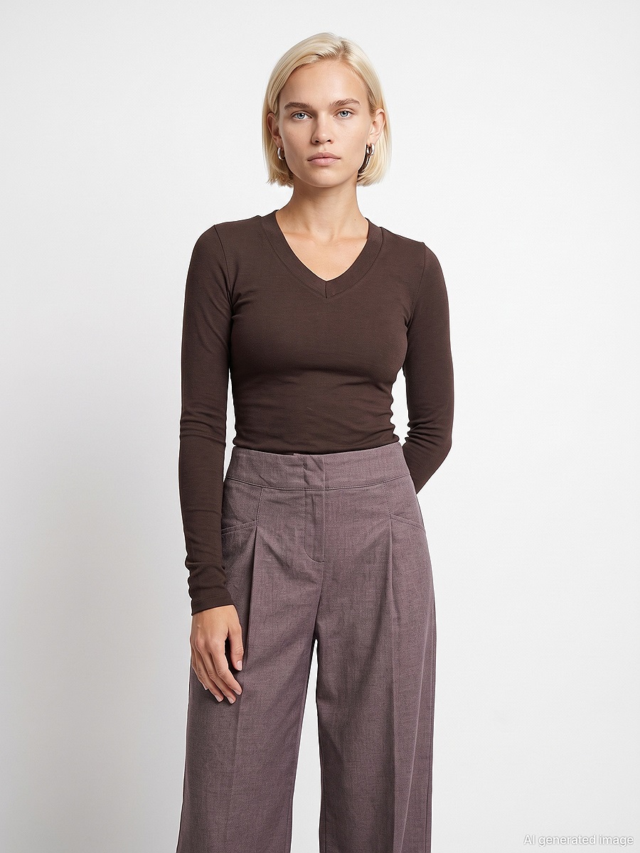 33286 Sıcak Tutan V Yaka Bra-Free Top