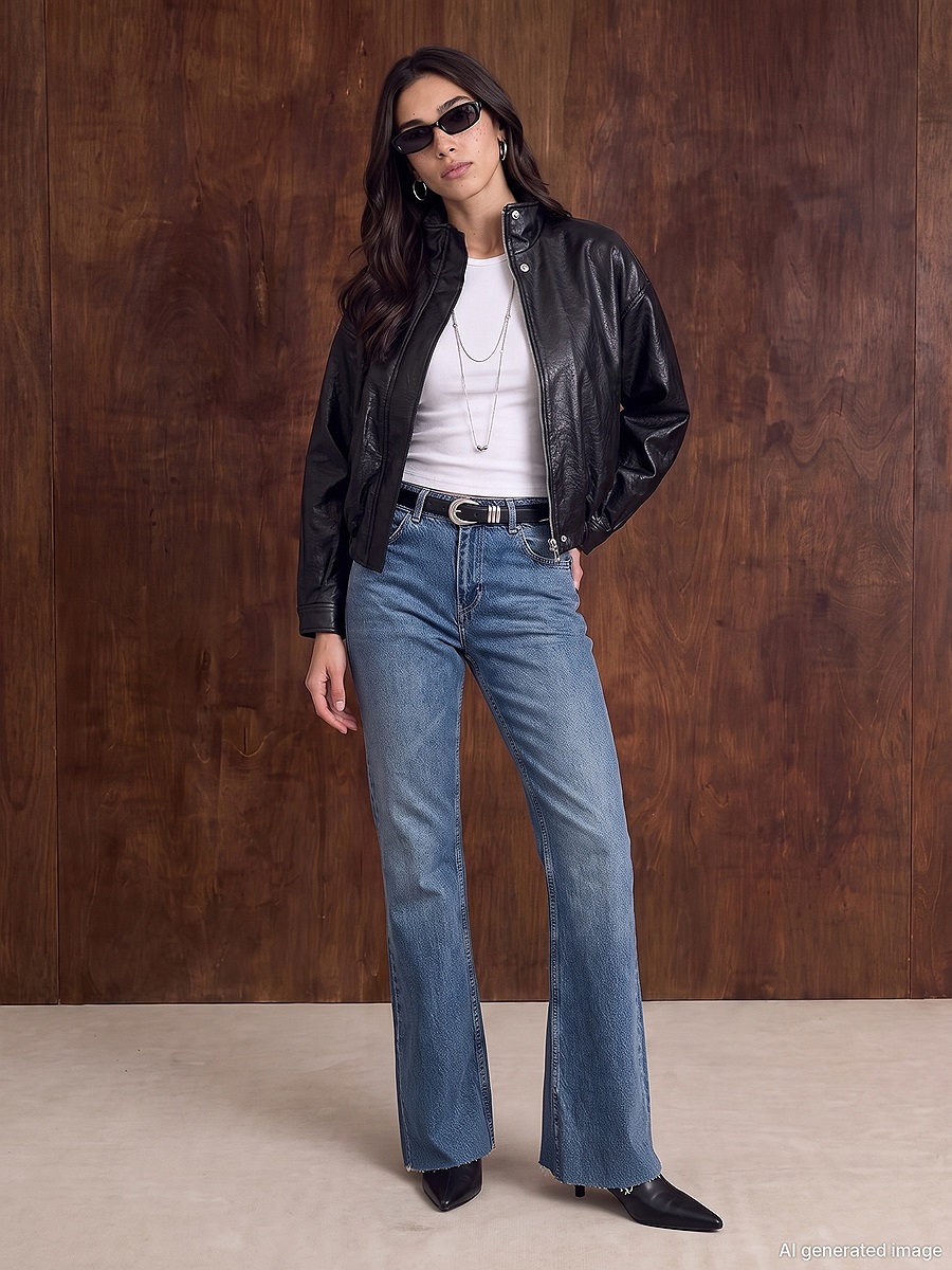 60836 Suni Deri Bomber Ceket