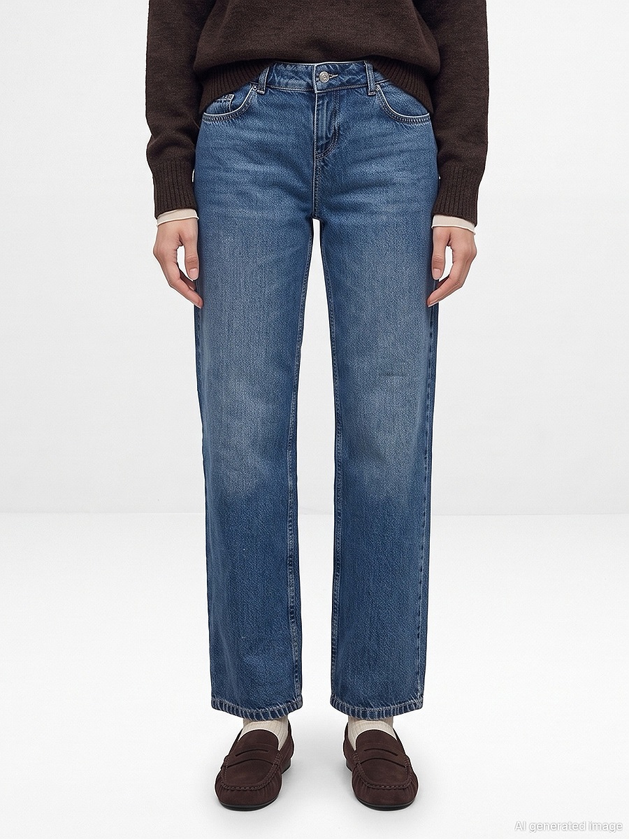 72387 %100 Pamuk Düşük Bel Straight Jean